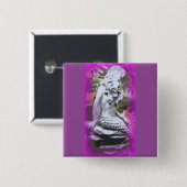 zittende paarse knop vierkante button 5,1 cm (Voorkant /achterkant)