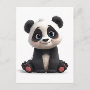 Zittende pandabeer Cartoon Illustratie Kunst Briefkaart
