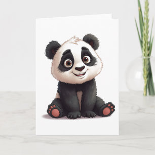 Zittende pandabeer Cartoon Illustratie Kunstwerk Kaart