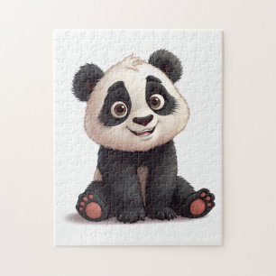 Zittende pandabeer Cartoon Illustratie Kunstwerk Legpuzzel