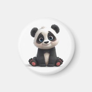 Zittende pandabeer Cartoon Illustratie Kunstwerk Magneet