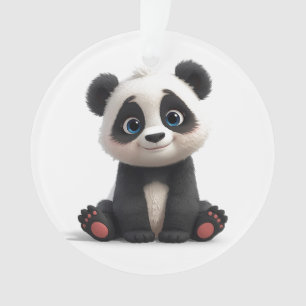 Zittende pandabeer Cartoon Illustratie Kunstwerk Ornament