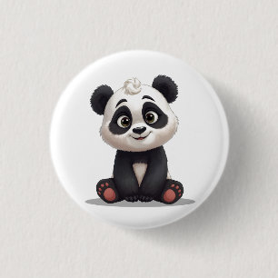 Zittende pandabeer Cartoon Illustratie Kunstwerk Ronde Button 3,2 Cm
