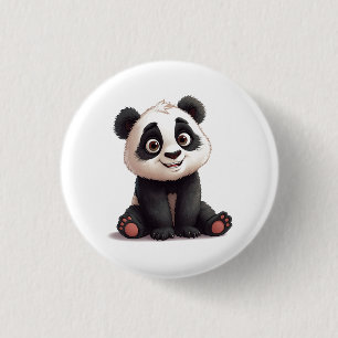 Zittende pandabeer Cartoon Illustratie Kunstwerk Ronde Button 3,2 Cm