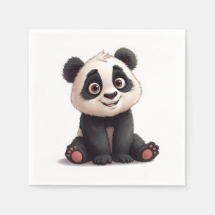 Zittende pandabeer Cartoon Illustratie Kunstwerk Servet