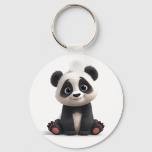 Zittende pandabeer Cartoon Illustratie Kunstwerk Sleutelhanger