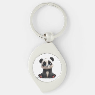 Zittende pandabeer Cartoon Illustratie Kunstwerk Sleutelhanger