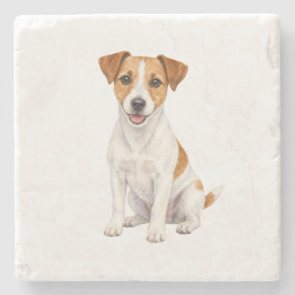 Zittende Russell Terrier Natuurstenen Onderzetter