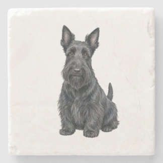 Zittende Schotse Terrier Natuurstenen Onderzetter