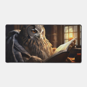Zittende uil die een boek leest bureaumat