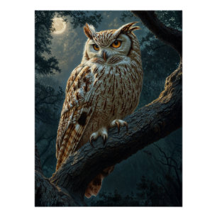 zittende uil perfect poster