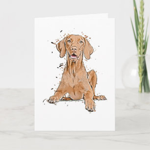 Zittende Vizsla Cartoon Kaart