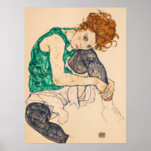 Zittende Vrouw met Gebogen Knie door Egon Schiele Poster