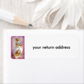 Zittende zeemeermin roze retouradres label (Insitu)