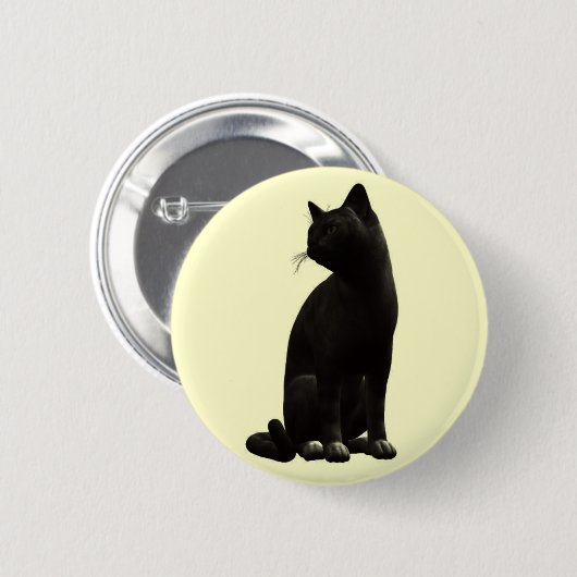 Zittende zwarte kat Button (Voorkant /achterkant)