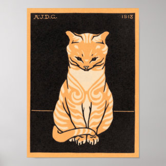 Zitterende Kat Druk, waardepapier Poster (steen)