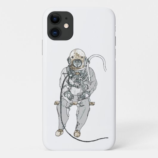 Zitting Diver met duikend Helmkunstwerk Case-Mate iPhone Case (Achterkant)