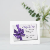 Zittingservice Paars bow Cadeau Feestdagenkaart (Staand voorkant)