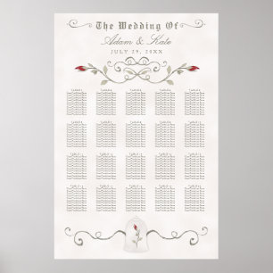 ZITTSCHEMA 151-200 Elegant Red Rose Wedding Poster