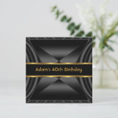 Zizzago Elegant 40th Birthday Party Black Gold Kaart (Staand voorkant)