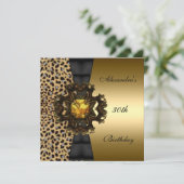 Zizzago Leopard Gold Animal 30th Birthday Kaart (Staand voorkant)