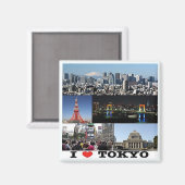 zJP003 i love TOKYO, Japan, Asia, Fridge Magneet (Voorkant / Achterkant)