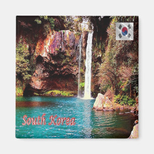 zKR009 Waterfall JEJU ISLAND, Zuid-Korea, Fridge Magneet