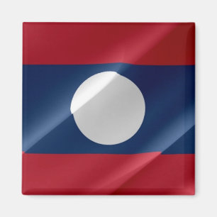 zLA002-golvende FLAG LAOS, Fridge Magnet Magneet