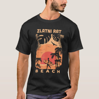 Zlatni Rat-strand Zonsondergang Zomer Vakantie Vin T-shirt