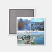 zLC003 SAINT LUCIA, Mosaic, Amerika, Fridge Magneet (Voorkant / Achterkant)