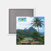 zLC012 SAINT LUCIA, Panorama, Amerika, Fridge Magneet (Voorkant / Achterkant)