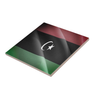 zLY002 LIBIË, zwaaiende vlag Libanees, Afrika, Tegeltje