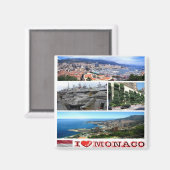 zMC035 MONACO collage "I Love", Fridge Magneet (Voorkant / Achterkant)