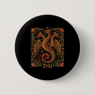 Zmij Slavische Draak Mythe Heidense Folklore Slang Ronde Button 5,7 Cm