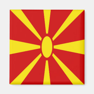 zMK001 Noord-Macedonische vlag, Macedonië, Koelkas Magneet