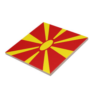 zMK001 Noord-Macedonische vlag, Macedonië, Tegeltje