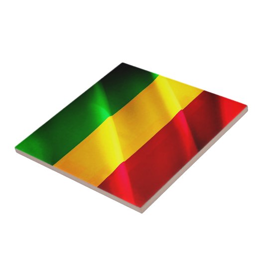 zML002 MALI, Zwaaiende Vlag, Afrika, Tegeltje (Zijkant)