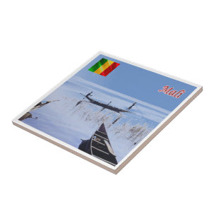 zML009 MALI, meer van Sélingué, Afrika, Tegeltje