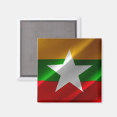 zMM002 agitant le DRAPEAU birman Myanmar, Aimant f (Recto/Verso)