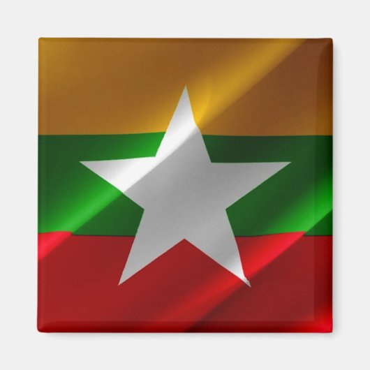 zMM002 agitant le DRAPEAU birman Myanmar, Aimant f (Devant)