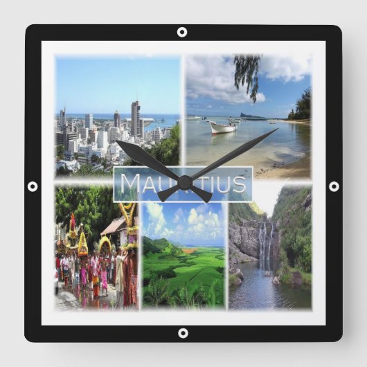 zMU022 PORT LOUIS, Mosaic, Afrika, Vierkante Klok (Voorkant)