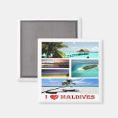 zMV009 i love MALDIVES collage, Fridge Magneet (Voorkant / Achterkant)