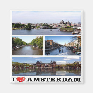 zNL014 AMSTERDAM "I Love", collage, Fridge Magneet