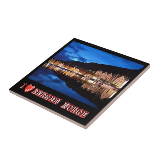 zNO021 BERGEN, Noorwegen "I Love", Tegeltje (Zijkant)