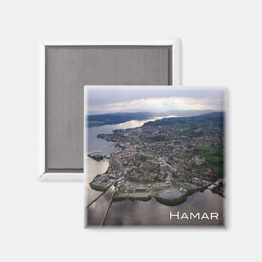 zNO052 HAMAR panorama, Noorwegen, Europa, Fridge Magneet (Voorkant / Achterkant)