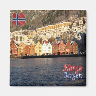 zNO074 BERGEN BRYGGEN, Noorwegen, Europa, Fridge Magneet