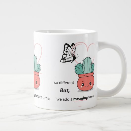 Zo anders, perfect samen - Schattige liefdespaar Extra Grote Beker (Rechts)