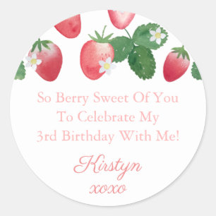 Zo Berry Sweet van je aardbeien Dank je wel Ronde Sticker