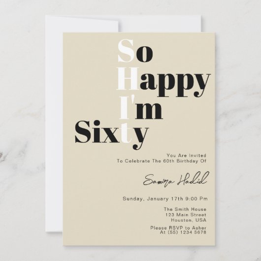 Zo blij dat ik 60 stoutmoedige Beige 60ste verjaar Kaart (Voorkant)