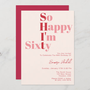 Zo blij dat ik 60 stoutmoedige roze 60ste verjaard kaart